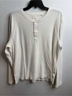 Billy Reid White 3 Button Long Sleeve T-Shirt Size Xl